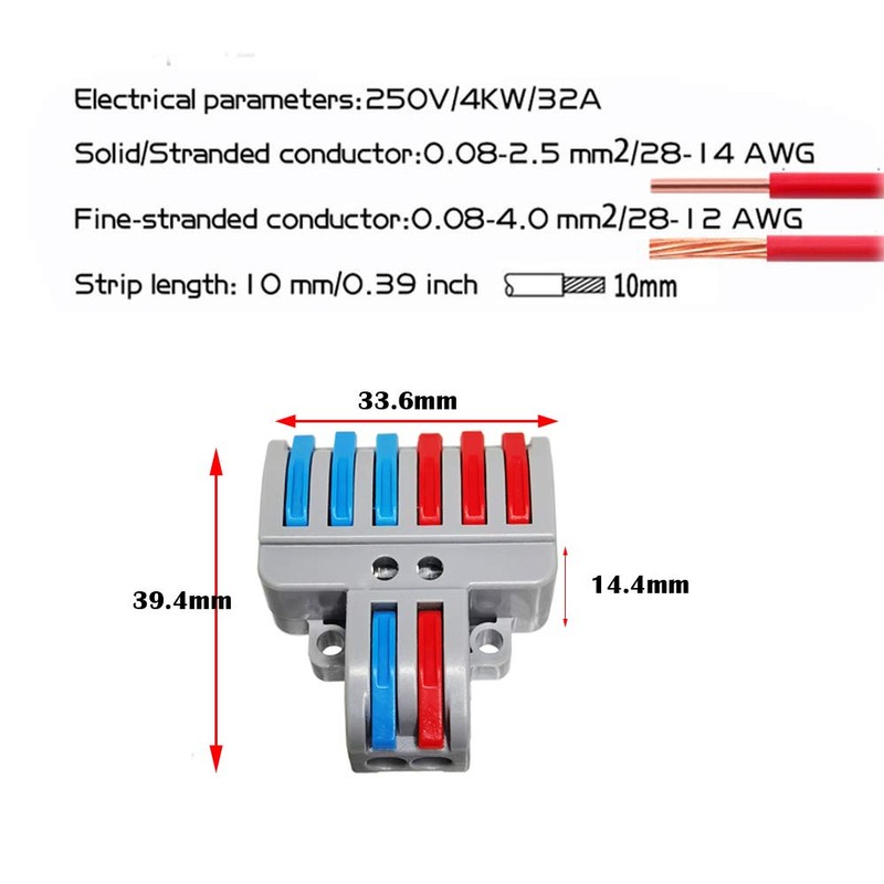 CTRICALVER Terminal Set, Connection Terminal Set with Lever, Wire Push