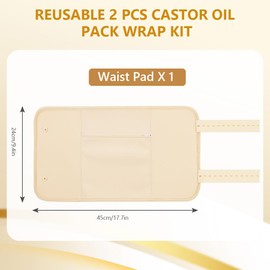 AOOWU Organic Castor Oil Pack, Castor Oil Pack Kit, Reusable Castor Oil Packs Set for Liver Detoxification, Thyroid, Digestion, Constipation, Pack of 1, Beige