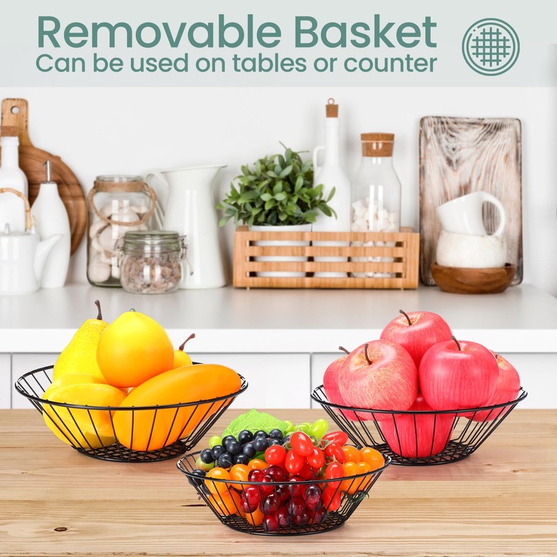 Maxdot 4 Pack 3-tier Hanging Fruit Basket Kitchen Hanging Wall