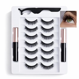 Magnetic Eyeliner & 3D Magnetic Lashes Kit with 7 Pairs – Reusable Waterproof Smudge Proof False Eyelashes with Applicator, Natural to Dramatic Styles for Daily Wear, Party & Wedding