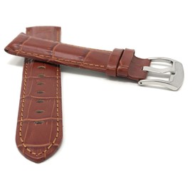 Bandini 22mm Mens Leather Watch Band - Alligator Pattern Leather Watch Strap - Replacement Watch Band for Classic and Smart Watch - Cognac 22 mm Watch Band