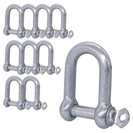 (Pack of 10) Galvanised Steel Shackles 6mm Shackle Clip with Pin D Ring Shackle Locks Heavy Duty Rigging (Pack of 10, 6mm)
