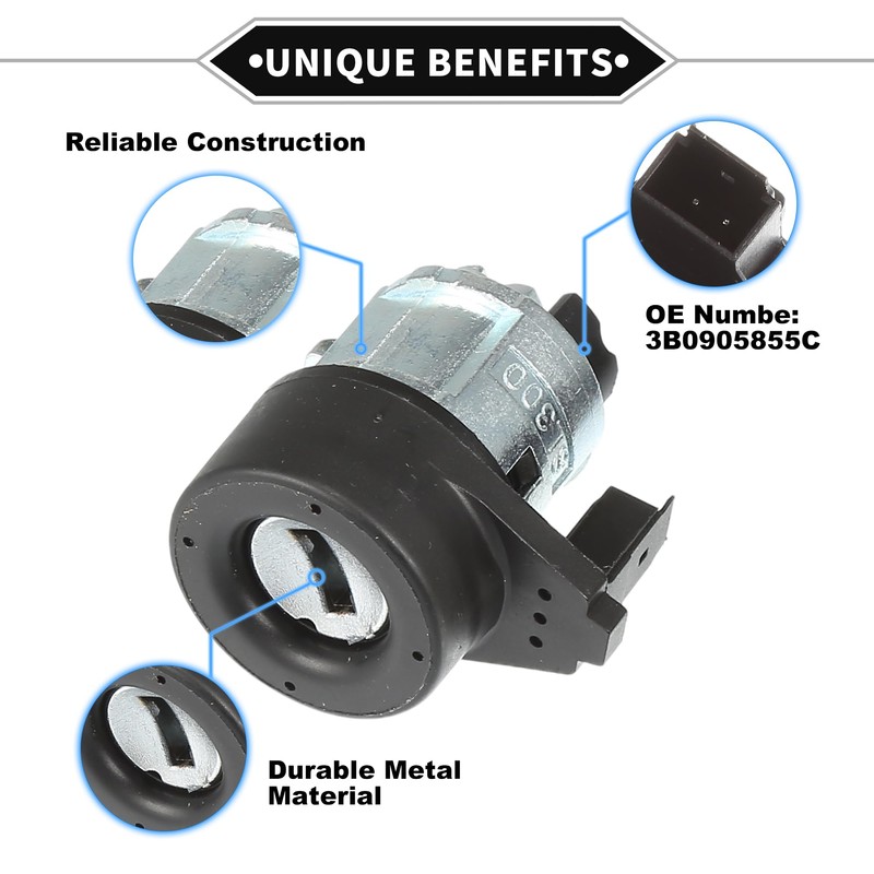 VekAuto Ignition Lock Cylinder Kit Compatible for Volkswagen Beetle 1998-2010,