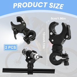 NHQZ Pack of 2 Bicycle Light Holder, Bicycle Torch Holder, 360 Degree Rotatable Universal Bicycle Lamp Holder for Mountain Bike and Bicycle LED Light Holder, Action Camera, GPS and Others, AB