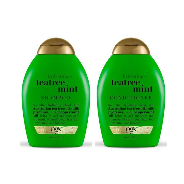 OGX Hydrating Tea Tree Mint Set, Shampoo and Conditioner (13 Ounce Bottles)