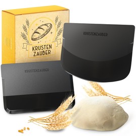 KRUSTENZAUBER Dough Scraper Set of 2 - Dough Card, Dough Spac Flexible Dough Scraper or Dough Spatula in 2 Shapes as Bread Baking Accessories - Ideal for Scraping, Shaping, Smoothing and Portioning