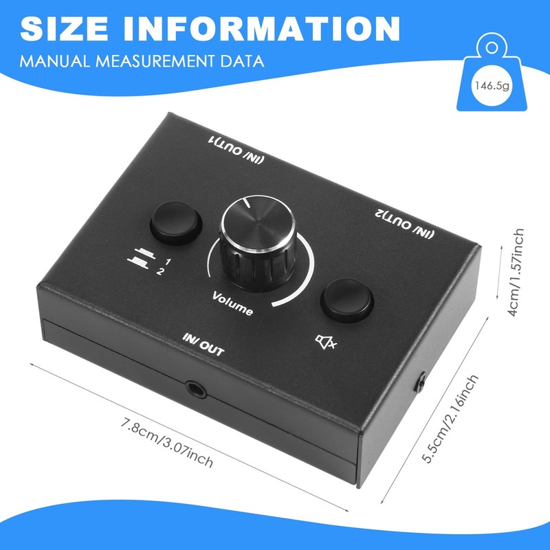 Hcskoss Audio Selector 3.5mm Earphone Splitter Audio Mixer Volume Controller