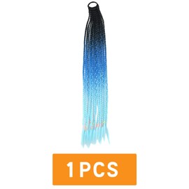 Traziewell Hair Extensions Peacock Blue Hair for Braids Hair Extension Women Ponytail Extension Medium Black Gradient Blue Hair Extension Long Hair Styling Accessories 2916