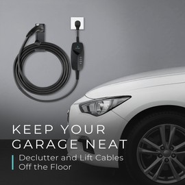 Lectron Electric Vehicle Charger Nozzle Holster Dock & J-Hook Combo for All J1772 EVs