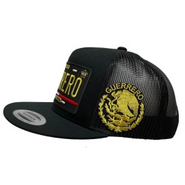 Unbranded PLACA DE GUERRERO 2 LOGOS HAT BLACK MESH MEXICO LOGO FEDERAL EL CHAPO GUZMÁN