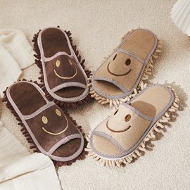 Smile cleaning slippers, floor cleaning, indoor shoes, microfiber cleaning shoes, living room floor, kitchen stains Cleaning indoor shoes refill pad beige