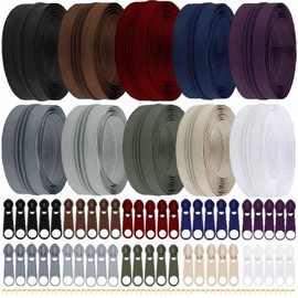 Duscdesp 30 m 10 Colours Zip Endless Zip with Zip, DIY Zip Separable with 50 Sliders, Zip Repair Kit for Sewing, Crafts and Bag (10 Dark Colours)