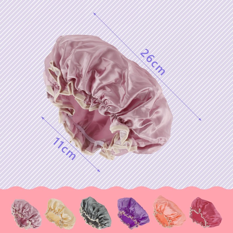 GLIDESMOOTH Shower Cap, Hair Cap, Double Layer, Waterproof, Reusable, For