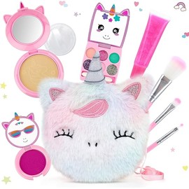 PERRYHOME Cute Kids Makeup Set Unicorn Washable Makeup Kit for Girls 3-12 with Mini Coin Purse - Real Cosmetic Non-Toxic Toddler Makeup Kit-Unicorn Toys for Girl - Birthday Unicorn Gift（Colorful）