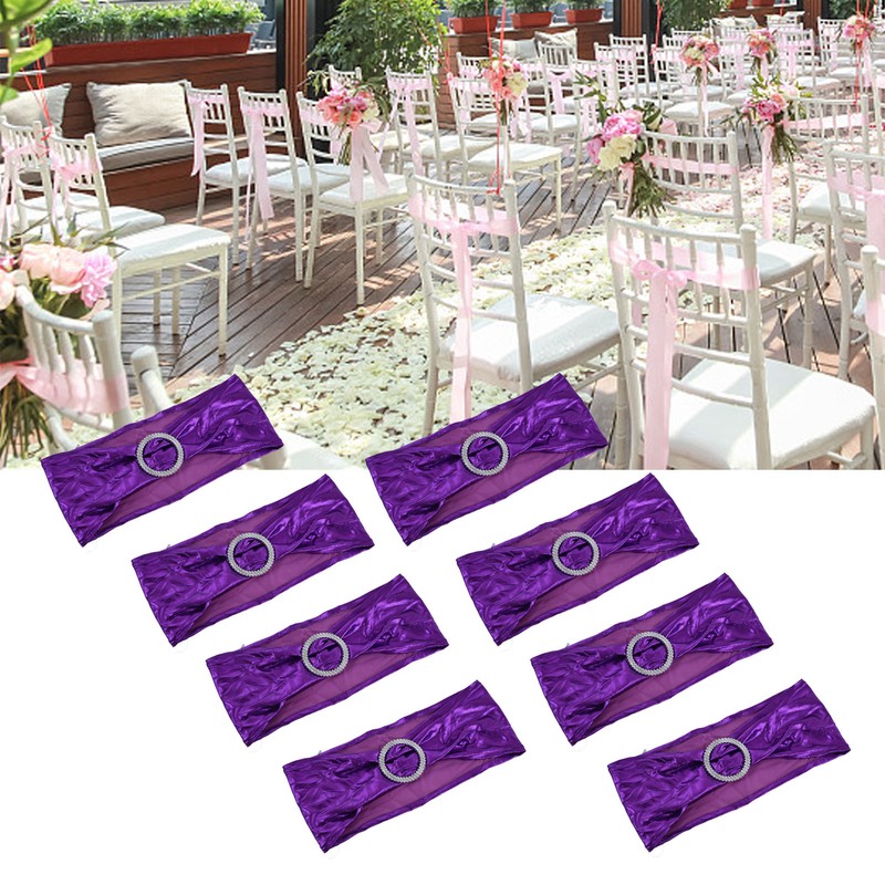 10Pcs Chair Cover Bands Elastic Stretch Sashes Bows for Wedding