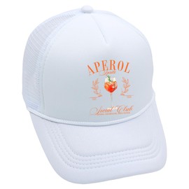 Aperol Social Club Trucker Cap, Black with Orange/White Splash Cocktail Design, Est. 1919, White