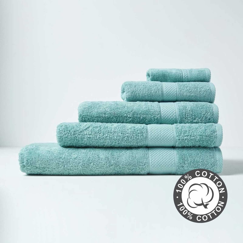 HOMESCAPES Sea Green Turkish Cotton Guest Towel Super Soft Thick