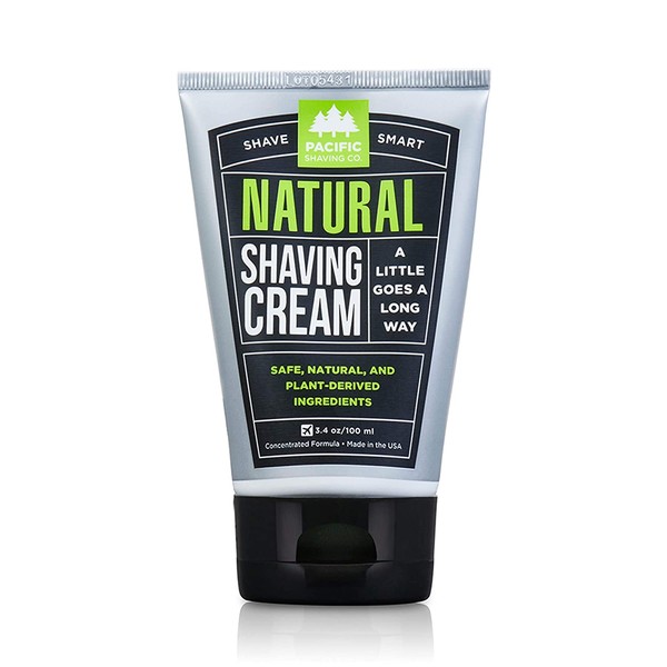 Pacific Shaving Company Natural Shave Cream - with Safe, Natural, and Plant-Derived Ingredients for a Smooth Shave, Softer Skin, Less Irritation, No Animal Testing, TSA Friendly, Made in USA, 3.4 oz