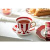 Grace Teaware Red Carousel Stripes Fine Porcelain 10oz Tea Coffee