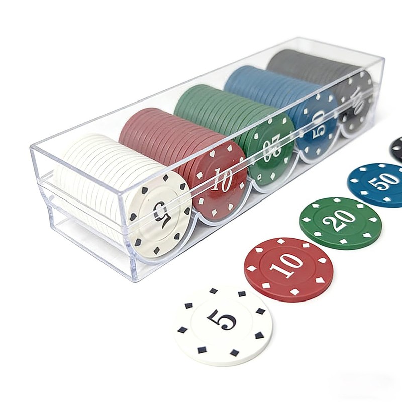 LazTeaSut 2-Pack Clear Acrylic Poker Chip Rack with Lid, 100-Chip