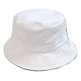 DECKY Cotton Unstructured Polo Style Floppy Bucket Hat (Large/XL, White)