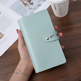 Organizador de tarjetas de visita de piel, soporte para tarjetas de crédito con bloqueo RFID, soporte profesional para tarjetas de visita y libro de nombre, protector para tarjetas de crédito, capacidad para 96 tarjetas (verde claro)