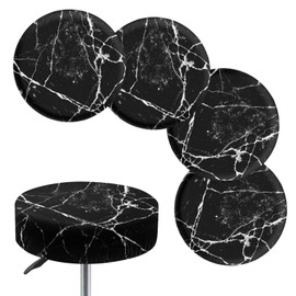 gearider Black Marbling Print Round Elastic Stool Covers, Dustproof & Easy to Clean Bar Round Stool Seat Cover Fit for Round Stool (Small, 4 Pieces)