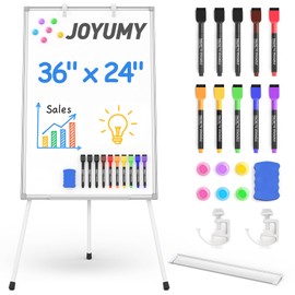 Easel Whiteboard - Magnetic Portable Dry Erase 36'' x 24'' Tripod Height Adjustable, 3' x 2' Flipchart Easel Stand White Board with Markers, Eraser & Magnets for Office or Teaching at Home & Classroom