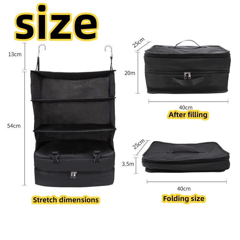 Jaugufiy Multi-layer Hanging Closet Storage Bag Hanging Travel Shelves Suitcase