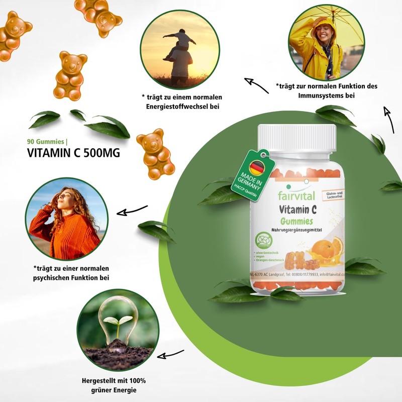 fairvital Vitamin C Gummies, Pack of 90, 500 mg per