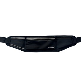 SOLAWELL Running Belt with Water Bottle Holder - Waist Bag With Extender for Jogging, Hiking, Cycling, Walking - Dog Walker Hydration Fanny Pack - Black (New Version)