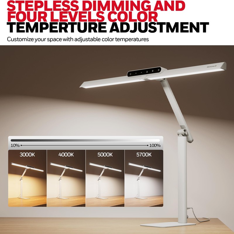 Honeywell LED Desk Lamp with Base - HJ1WT Sunturalux Eye-Caring