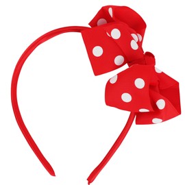 Motique Accessories Girls Polka Dot Bow Headband (Red)