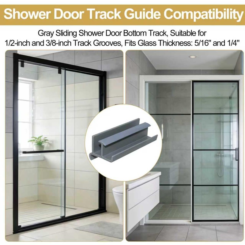 Gray Sliding Shower Door Bottom Guide for 3" Long x