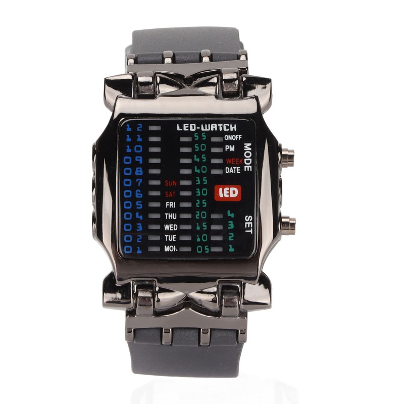 Men's LED Watch Classic Fashion Men's Rectangular Watch with Binary