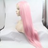 Light Pink Lace Front Wig for Women Long Straight Pink