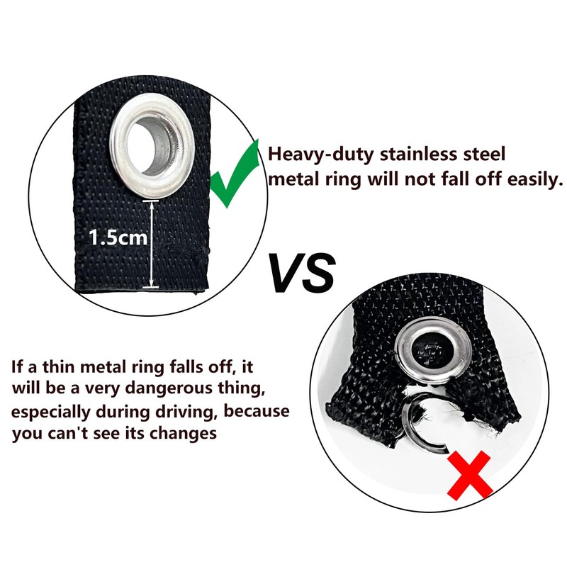 Hood Loop Anchor Straps, 12 ”Extended、Thickened and Stainless Steel Eyelets