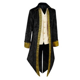 IWQBQ Men's pirate costume Renaissance medieval jacket Vampire Gothic tailcoat(YT2306BK,2XL)