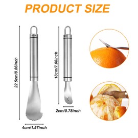 Orange Peeler & Grapefruit Peeler, Stainless Steel Orange Peeler Tool Citrus Peeler Long Handle Orange Pomelo Peeler Tool Fruit Opener Remover for Kitchen Gadget Chef Tools