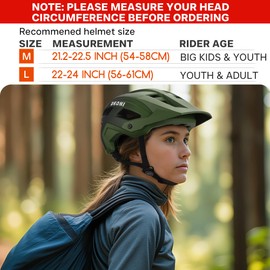 DKONI Mountain Bike Helmet, Lightweight MTB Cycling Bicycle Helmet with Visor and PC Shell for Adults, Youth, Men & Women (Medium, Geen Black)