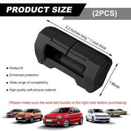 MUQIDA 2PCS Car Seat Belt Buckle Covers, Anti-Scratch Silicone Auto Seatbelt Buckle Protector, Universal Safety Belt Clip Cover Secure Buckle Guard Fits Most Vehicles, Car Accessories (Black)