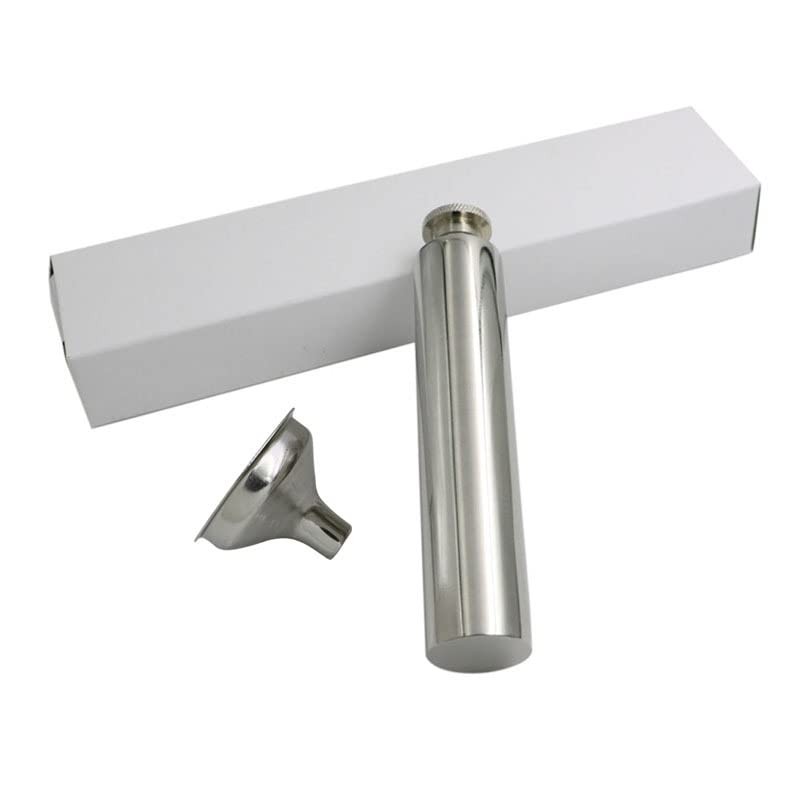 CNFLASK Stainless Steel 2oz Flat Bottom Tube Flask Mini Tube