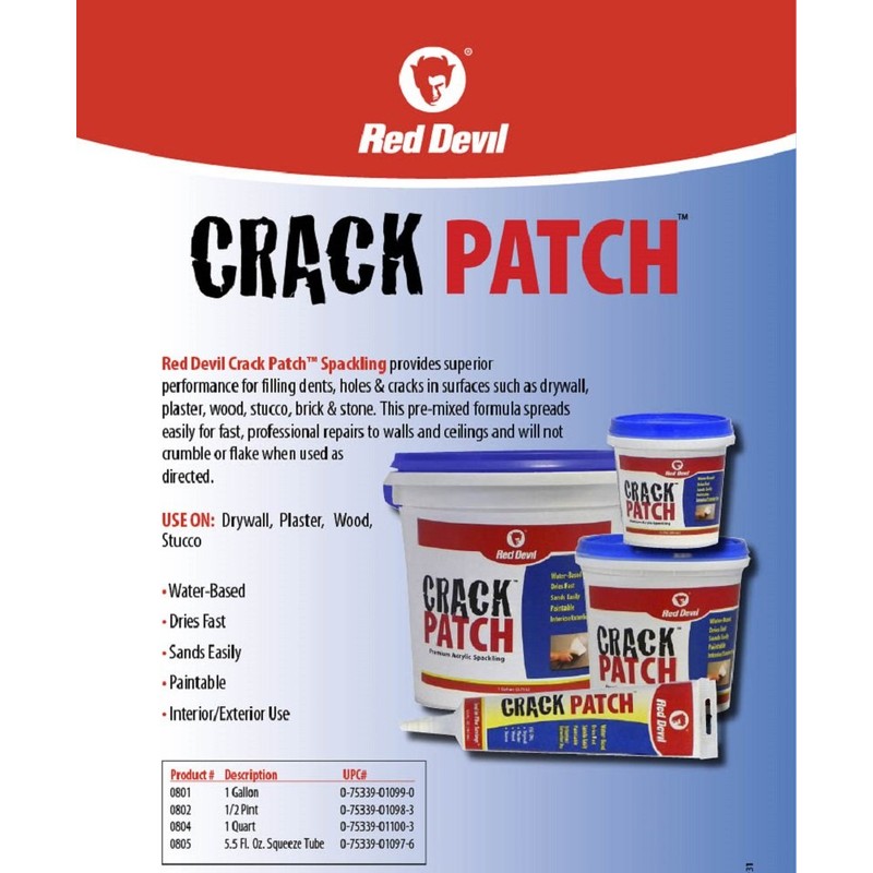 Red Devil 0802 Crack Patch Premium Acrylic Spackling, 1/2 Pint