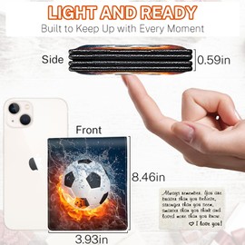 Boys Wallet for Kids, Teen Boy Soccer Wallets 9-12 8-10 8-12, Cool Novelty Leather Bifold Rfid Blocking Purse Coin Pocket Zipper Id Window for Children Men Male Youth Guys Birthday Christmas Gifts