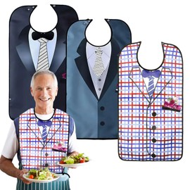 ueslwser Bibs for Adults, Waterproof Adjustable Clothing Protectors, Reusable Adult Bibs for Men, Dinning Bibs for Adults, Elderly and Disabled
