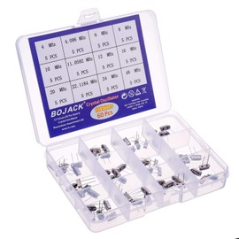 BOJACK 12 Values 60 Pcs Quartz Crystal Oscillator 4 MHz, 4.096 MHz, 6 MHz, 8 MHz, 10 MHz, 11.0592 MHz, 12 MHz, 16 MHz, 20 MHz, 22.1184 MHz,24 MHz,48 MHz Crystal Resonators Assortment Kit