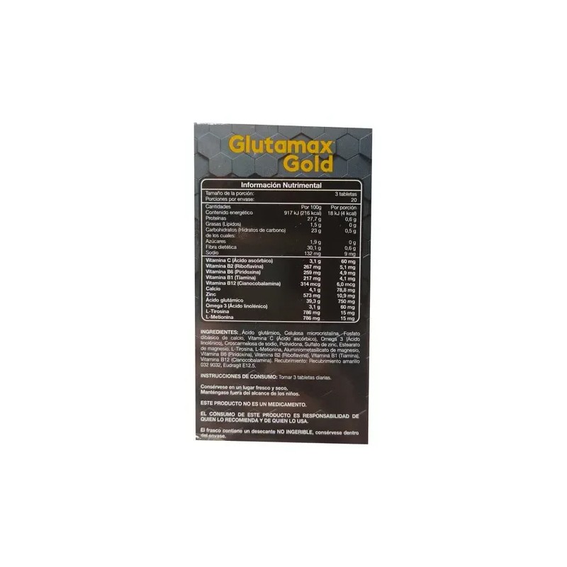 Glutamax Gold 60tab Omega3 Glutámico Complejo Vitaminac