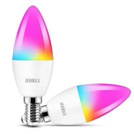 OHLUX 2 Pack E12 Led Bulb, 4W 40 Watt Equivalent Dimmable Smart Candelabra Light Bulbs Compatible with Alexa Google Home, Color Change Alexa Light Bulbs with Music Sync, Voice Control, Timer