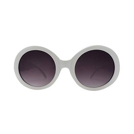 Pop Fashionwear® Womens Fashion Circle Round Jackie O Bold Chic Sunglasses P547 (White GradientSmoke