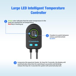 Submersible Aquarium Heater 100W/200W/300W/500W, Fish Tank Heater with high-Temperature Protection and Turtle Tank Heater with Automatic Power-Off When Leaving seawater or Freshwater.